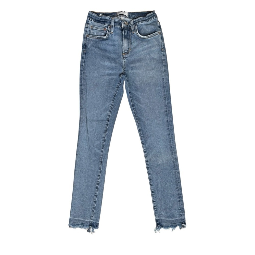 Agolde Women's Skinny Cropped Jeans Frayed Raw Hem High Rise Size 23